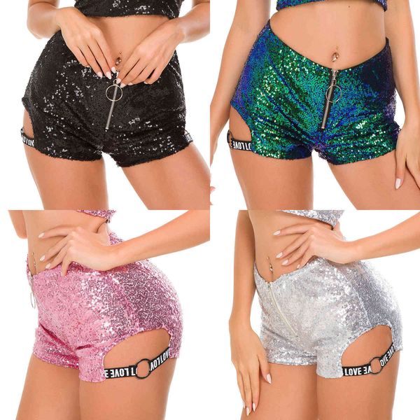 

women's shorts 669# sequin high waisted letter ds performance dress leading dance bar dj nightclub female singer, White;black