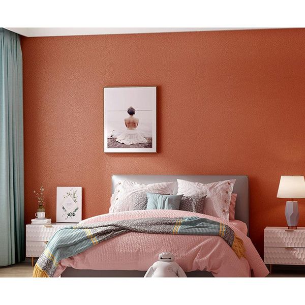 

wallpapers [sound insulation and noise reduction] solid color orange red 3d three-dimensional suede velvet thick light luxury wallpaper