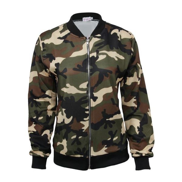 

women's jackets ymwmhu women camouflage long sleeve autumn baseball jacket basic thin coat army green streetwear outwear, Black;brown