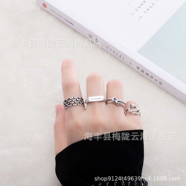

men's and women's thai silver lettered hand ring without inlay, Black