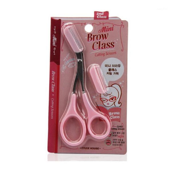 

wholesale selling 50pcs women pink color eyebrows scissors with combs makeup tools1