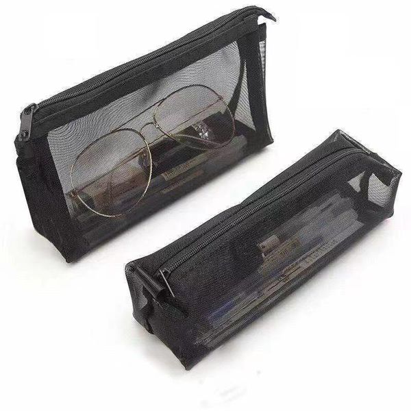 

pencil cases simple transparent mesh pen bag storage school student supplies stationery large capacity exam special