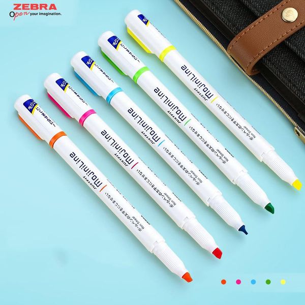 

highlighters 1pc japan zebra wks22 mojiniline kawaii highlighter light color marker hand account pen does not bloom, Black;red