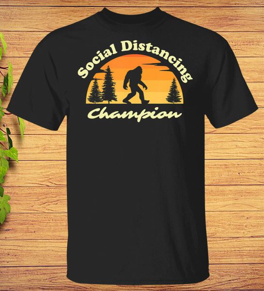 

social distancing champion vintage sasquatch bigfoot t-shirt, White;black
