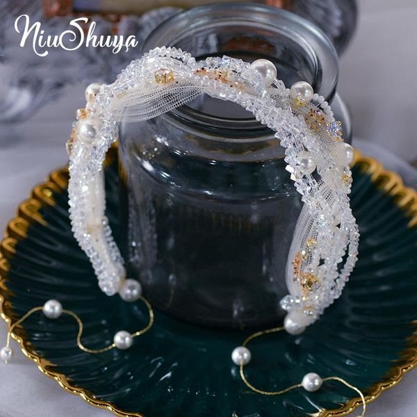 

hair clips & barrettes niushuya clear crystal hairbands rhinestone cubic headband party wedding for women girls accessories headpiece jewelr, Golden;silver