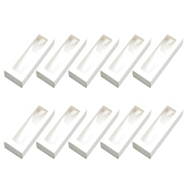 

gift wrap 10pcs macaron pvc boxes with clear window paper packaging box cookie containers for home dessert shop (white paper, small)