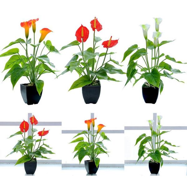 

simulation plant bonsai artificial flower common callalily green environmental potted flowerpot wedding home table decorative flowers & wrea