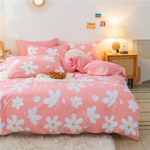 

home girl style pink pillowcase quilts bedsheet 4-piece set bedding sets