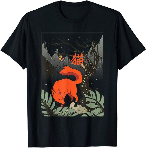 

fox japanese writing art-work aesthetic mothers day t-shirt size m-5xl, White;black