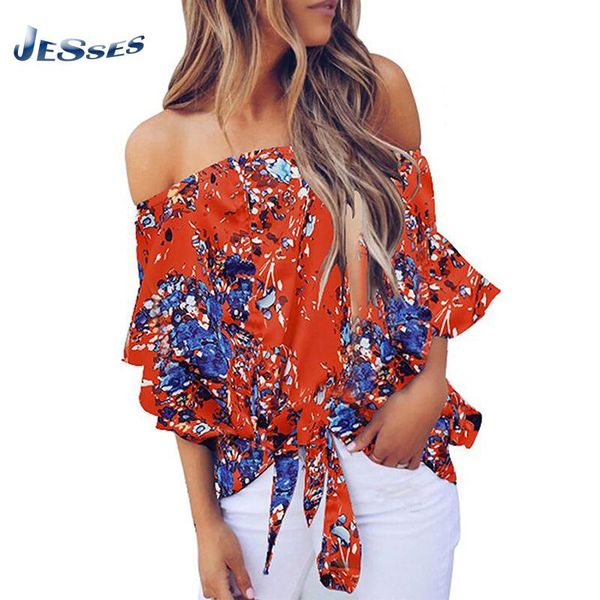 

women's t-shirt knot side twists t shirt for ladies 2021 summer strapless bare shoulders pullovers flower printed oversize mujer stree, White