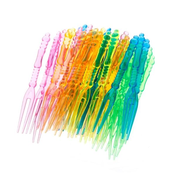 

disposable flatware 50pcs plastic fruit cake dessert fork pick party tableware multicolor