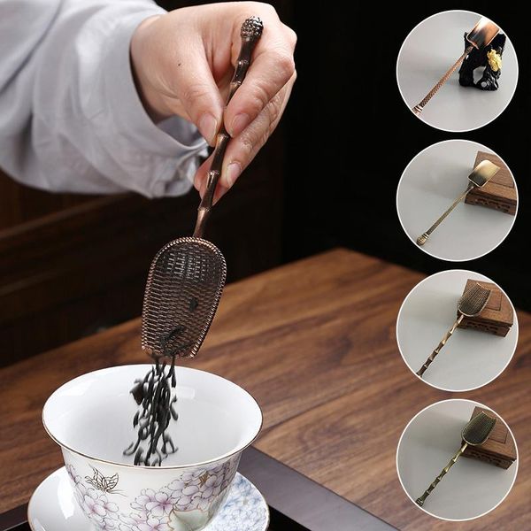 

spoons bronze chinese tea copper scoop spoon leaves chooser holder kongfu tools accessories