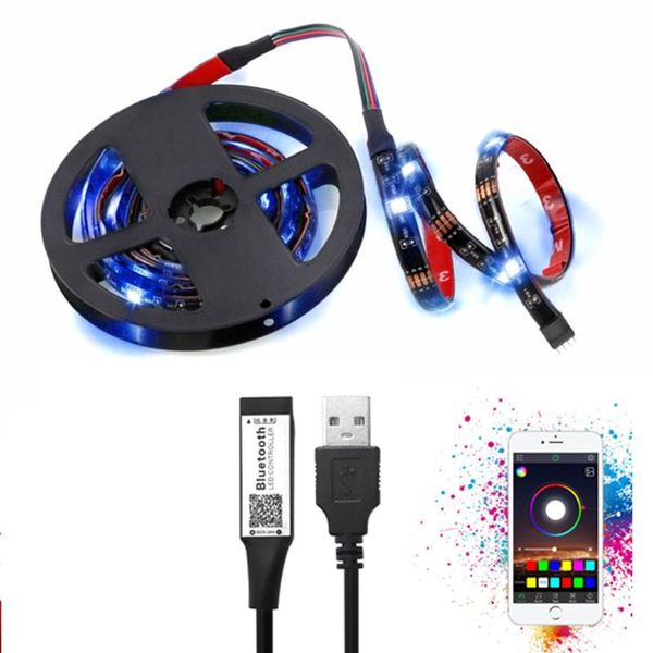

strips usb bluetooth 4.0 led strip light kit 5v rgb flexible 2x50cm+2x100cm color changeable tv deskbackground lighting