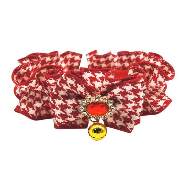 

dog collars & leashes pets collar with bell cute lovely cloth adjustable necklace for puppy bowknot
