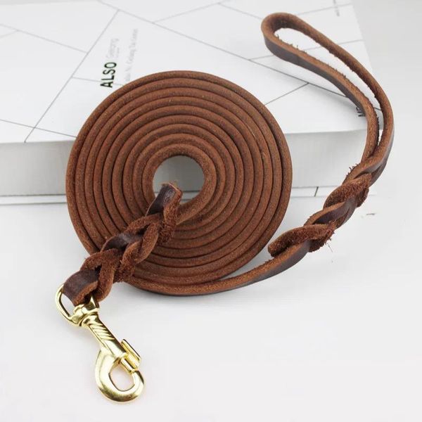 

dog collars & leashes pet products width leather leash handmade genuine brown braided strong for medium puppy strap