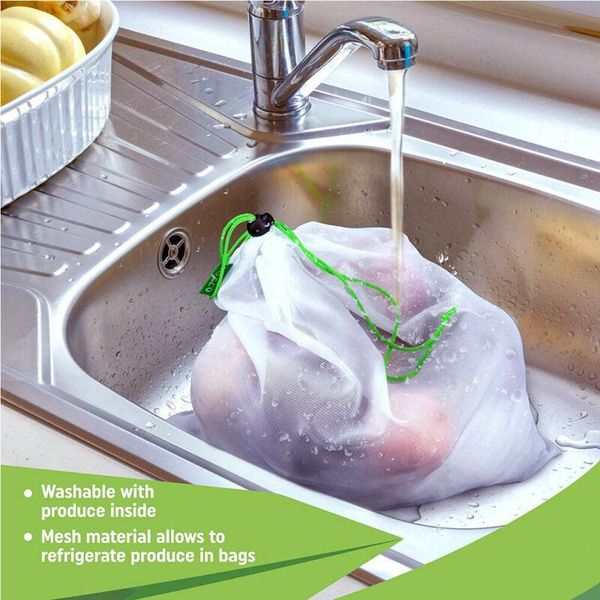 

hanging baskets 12pcs reusable mesh produce bags washable for grocery shopping storage fruit vegetable toys sundries organizer bag