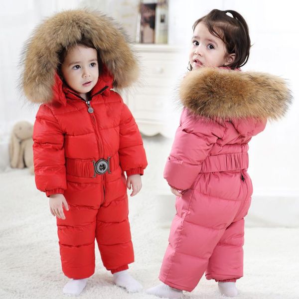 

winter down baby rompers fur hooded boy jumpsuits warm toddler girls onesie kids clothes costume born snowsuit, Blue