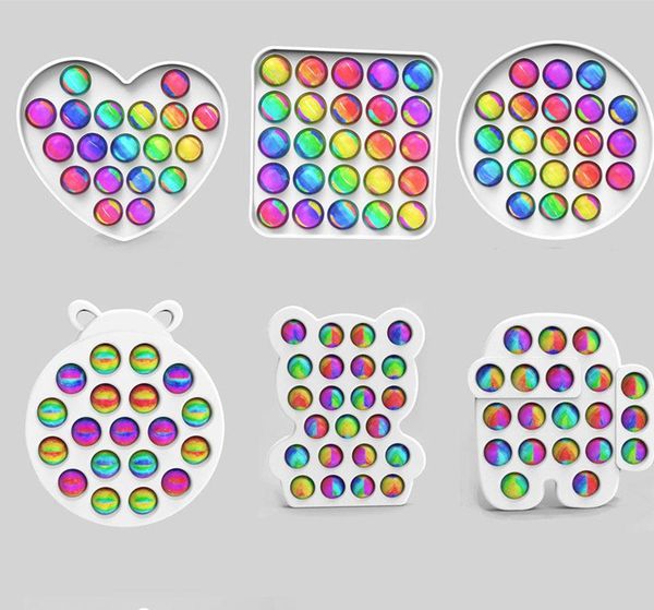 

rainbow push popers bubble fidget toy updated version colorful abs sensory anxiety relief stuff for kids children decompression toys anti-st