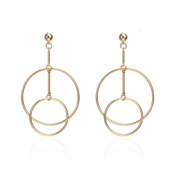 

studs earrings fashion personality simple hollow metal circle combination popular female, Golden;silver