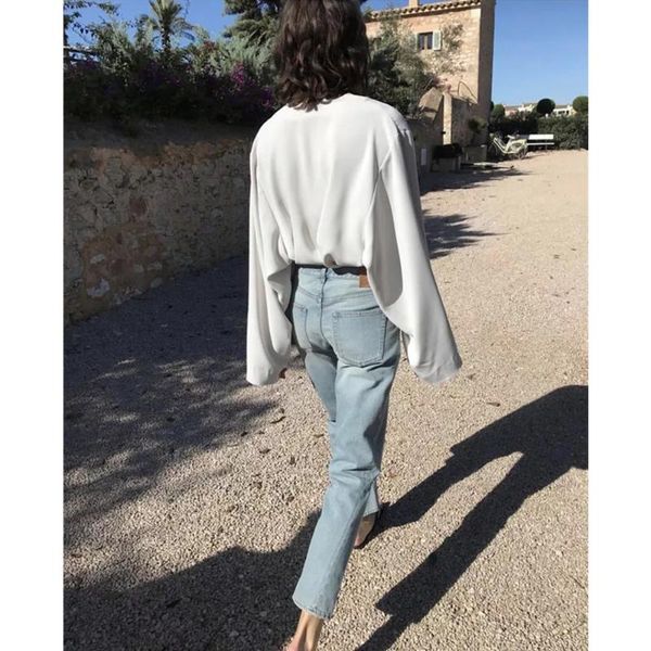 

tot**e oring**al ladies autumn and winter retro classic all-match high-rise straight-leg jeans women's, Blue