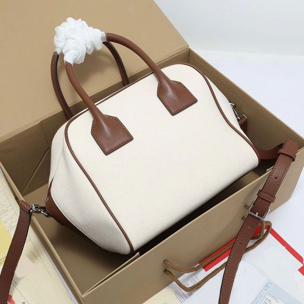 

large cubic handbag tote bag detachable strap high-capacity zipper closure canvas brown leather high quality