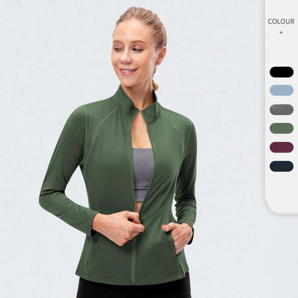 

running jackets autumn sports jacket women long sleeve yoga shirts stretch zip fitness coat winter warm gym activewear workout clothes, Black;red