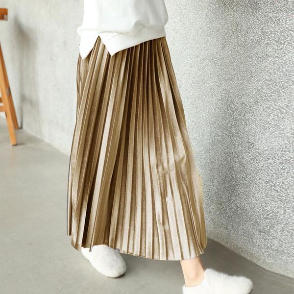 

skirts girls for kids pleated long skirt fashion solid color mid-calf swing elastic waist midi casual party girl1, Blue