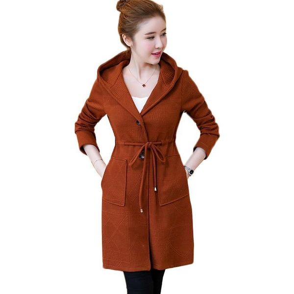 

knitwear cardigan coats jackets womens sweaters korean hooded long outerwear plus size 5xl female casual spring autumncoat aa605, White;black