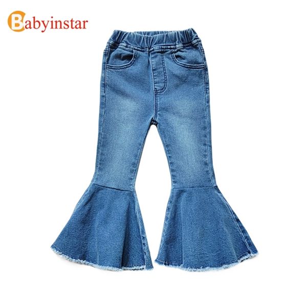 

babyinstar stretch jeans fashion baby girl denim pants toddler boot cut pant children clothes for 2 7 years kids 211102, Blue