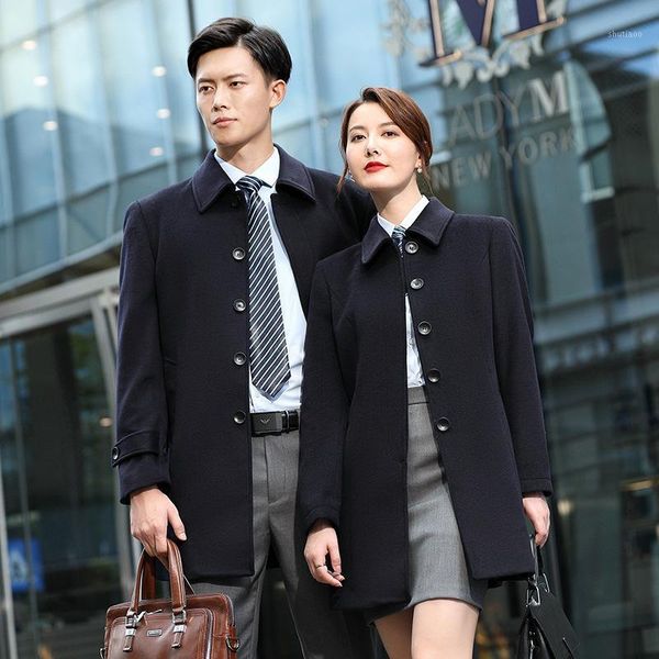 

women's wool & blends business overcoat 2021 real estate sales overalls, Black