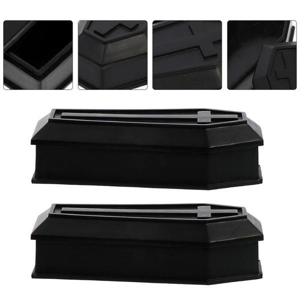 

false nails 2pcs coffin model ornaments decor haunted house props, Red;gold