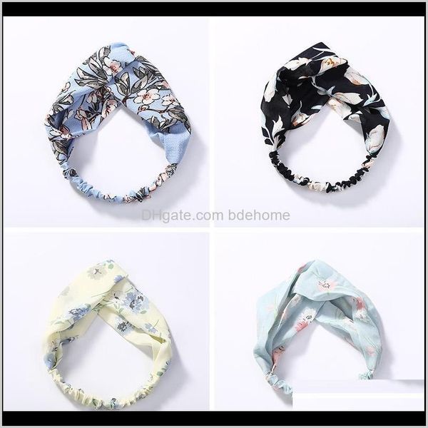 

other jewelry drop delivery 2021 women girls aessories fashion trendy cute chiffon fabric elastic hair bands headbands m3fxk, Golden;white