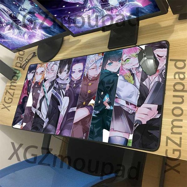 

mouse pads & wrist rests xgz large cartoon pad black precision lock edge anime demon slayer kimetsu no yaiba computer desk mat rubber non-sl