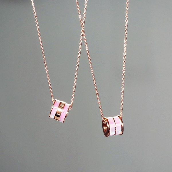 

pendant necklaces yun ruo pink natural roman numerals necklace rose gold color fashion titanium steel woman jewelry gift drop, Silver