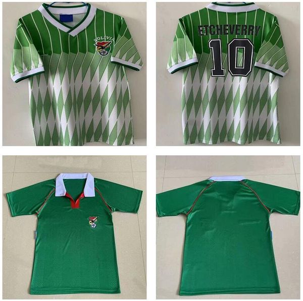

bolivia 1993 1994 1995 version retro sport club etcheverry home green 93 94 95 manches courtes cru vintag, Black;yellow