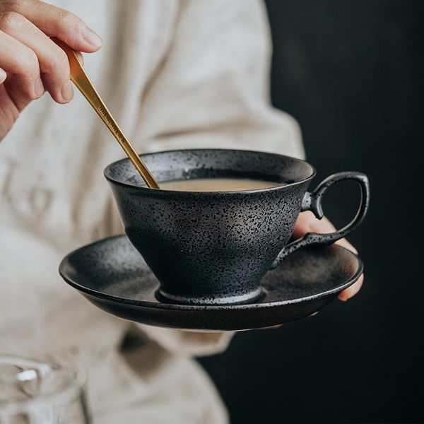 

cups & saucers japanese retro coffee cup set reusable espresso ceramics stoare handmade tazas de cafe kitchen dining bar eb5bd