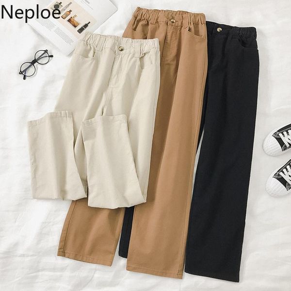 

women's pants & capris neploe 2021 spring women suit long trousers zipper button stretch high waist korean solid causal pantalones muje, Black;white