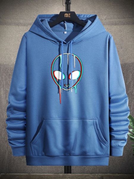 

men cartoon graphic hooded sweatshirt 89ph#, Black