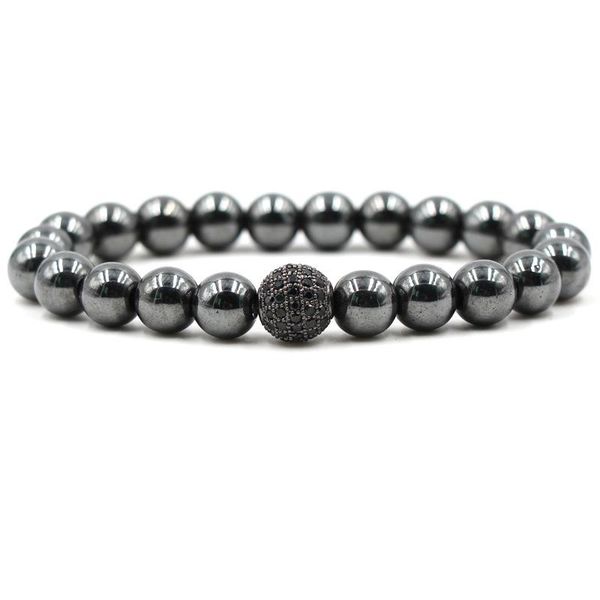 

charm bracelets 2021 classic couple bracelet men and women cz volcanic stone gift jewelry 8mm black stretch, Golden;silver