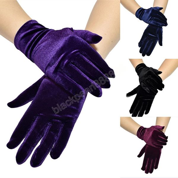

gold velvet gloves elastic smooth driving mittens women' finger gloves winter warm outdoor sports fitness cycling gloves, Blue;gray