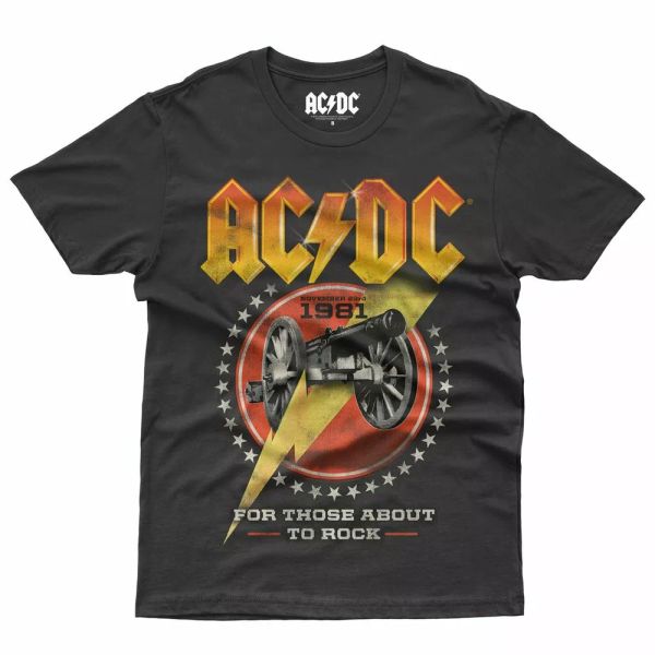 

AC/DC For Those About T Rock 1981 T-Shirt Official Licensed, White;black