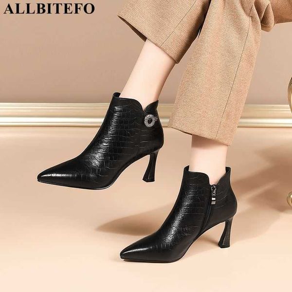 Allbitefo in vera pelle sexy tacchi alti tacchi da donna stivali da donna scarpe da donna stivaletti per le donne ragazze scarpe 210611