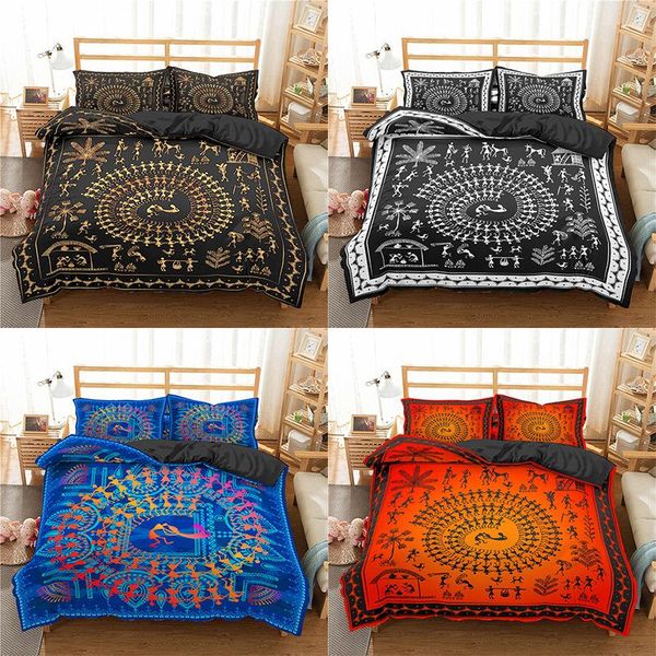 

fashion hd digital print bohemia bedding sets duvet cover+ pillowcase 2/3pcs single twin double  king bed set us/au/eu size