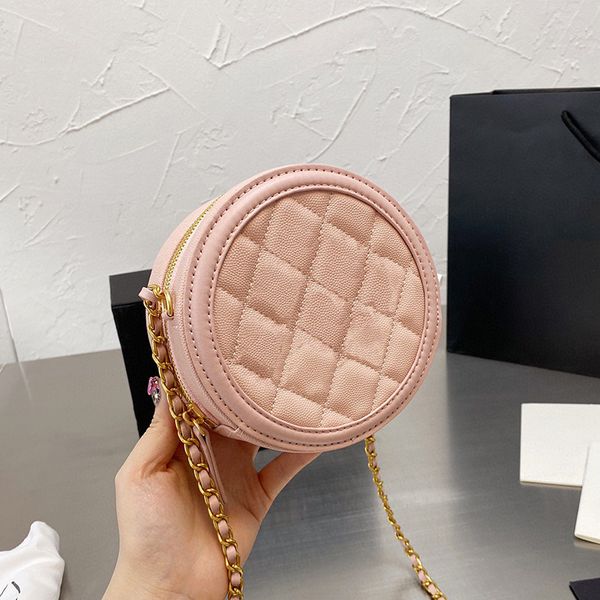 

cylindrical coin purse bag with chain caviar leather calsfskin handbag crossbody shoulder bags lozenge handbags cute, Red;black