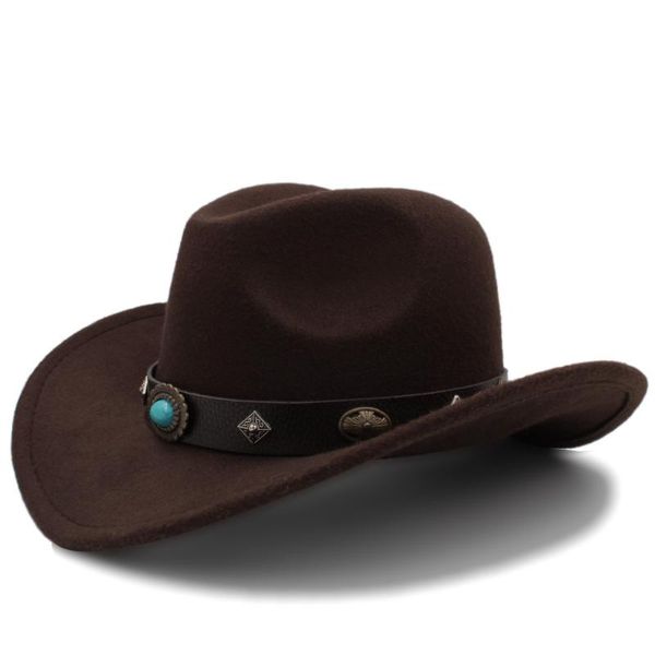 

cloches 100% wool western cowboy hat for women men winter autumn jazz equestrian sombrero hombre steampunk fedora cap size 56-58cme, Blue;gray