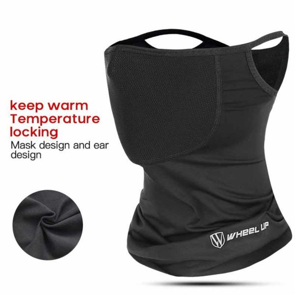 

winter cycling face mask warm fleece windproof masks scarf men's sports bike headband neck guard running warmth soft faces towel caps &, Black