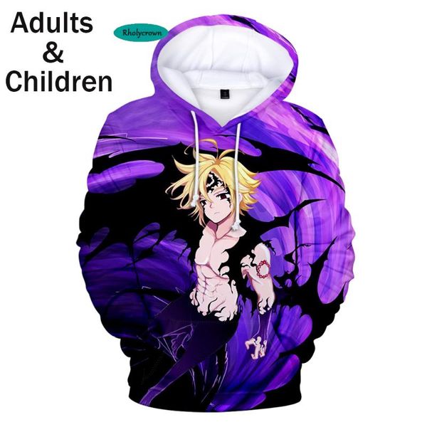 

men's hoodies & sweatshirts men's/boy casual hoodie3-14 years old the seven deadly sins meliodas 3d sweatshirt fashion child size, Black