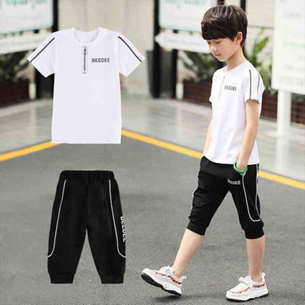 

boys sets summer sport suits big sports kids track black 3 colors 4 12 14 ages girls clothes 10 year, White