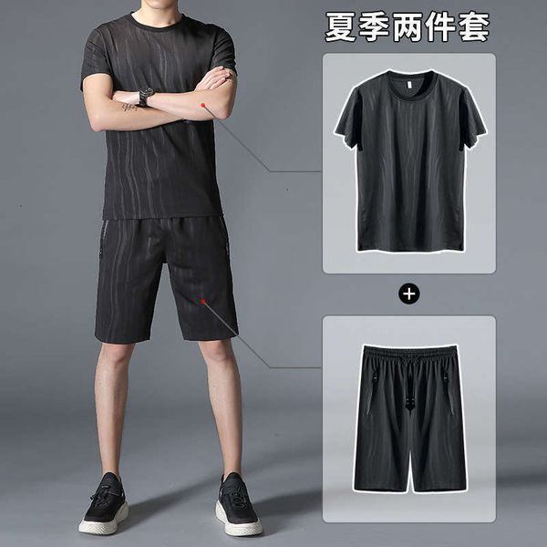 

tracksuits summer men's camouflage suit casual short sleeve korean fashion sportswear, Gray