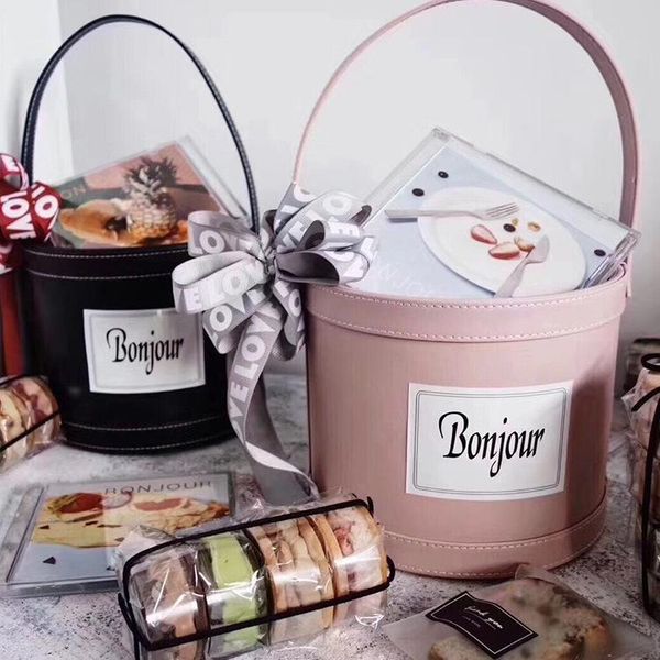 

gift wrap ins round leather flowers packaging boxes wedding party home storage display decor box florist flower arrangement hat